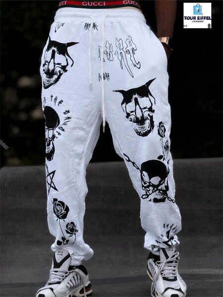 Jogging blanc à imprimés graphiques