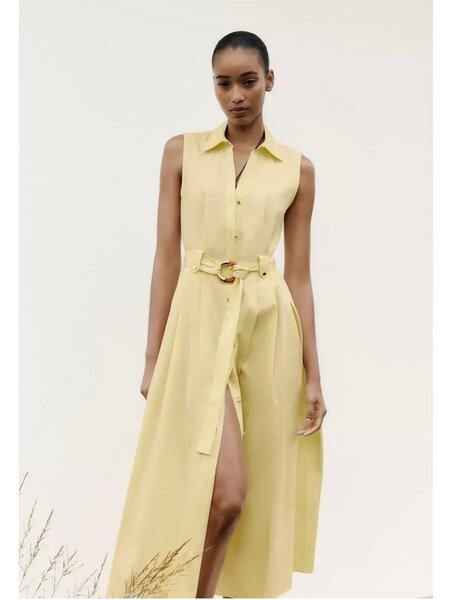 Robe Chemise Évasée Jaune