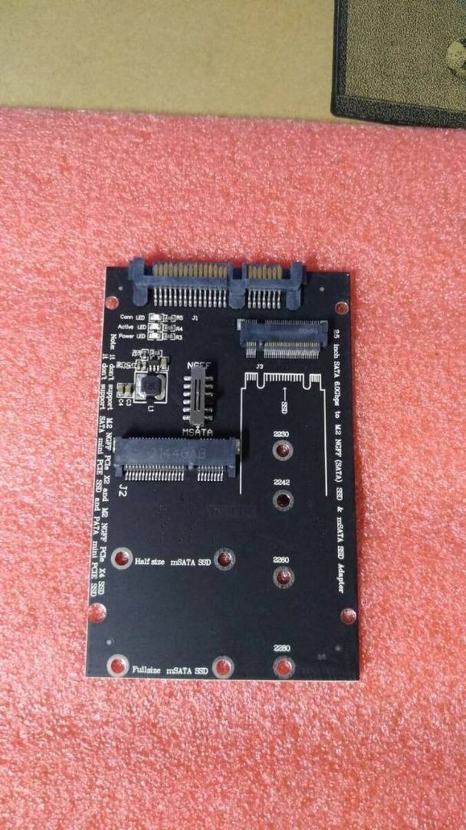 Адаптер M.2 MSATA 30/42/60/80 мм НА SATA