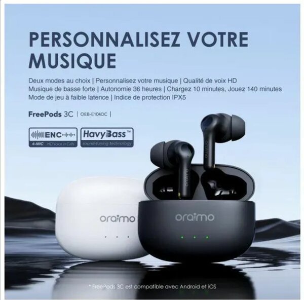 oraimo FreePods 3C Écouteurs sans fil ENC﻿ - 2 Mode