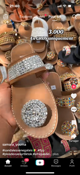 Tongs perlées élégantes femme