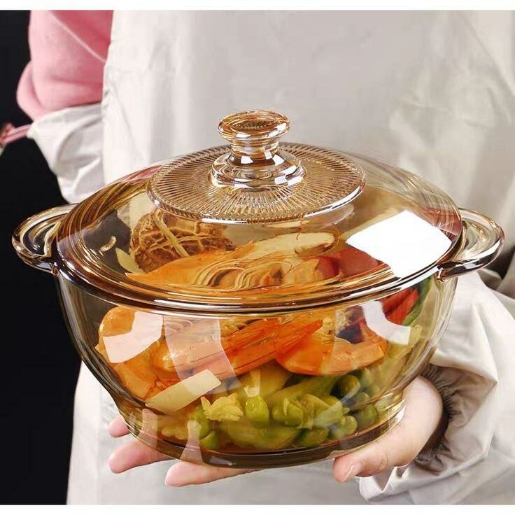 Soupière en verre teinté