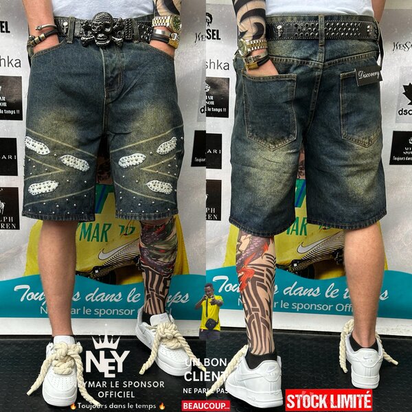 Shorts en jean à clous