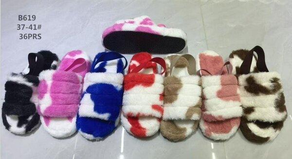 Chaussons fourrure colorés femme