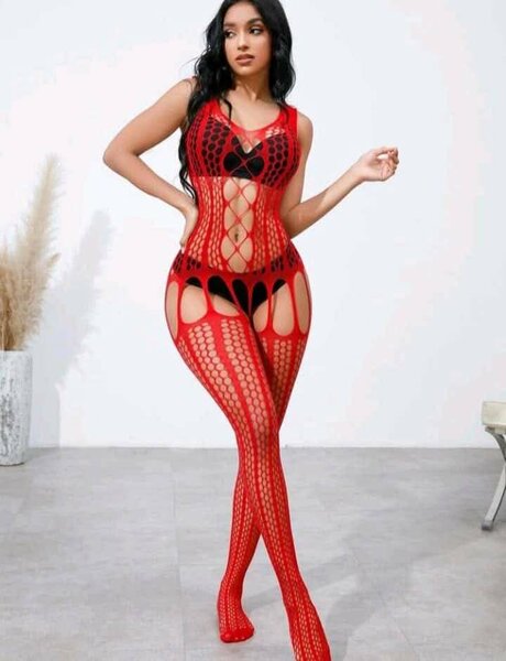 Combinaison sexy résille rouge