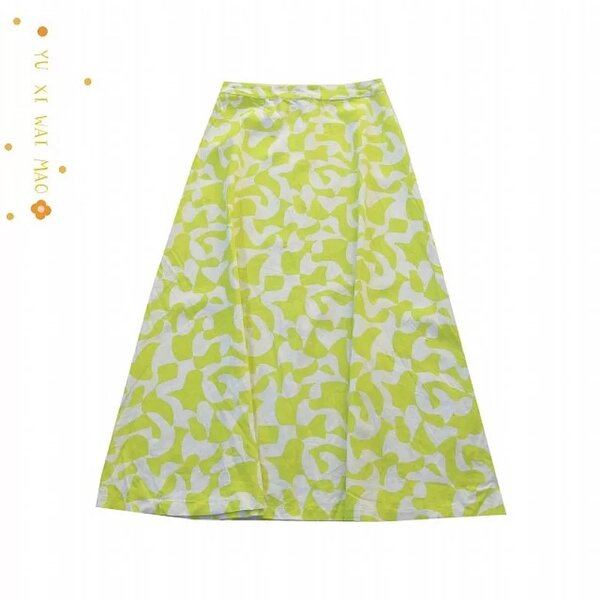 Jupe évasée en lin imprimé