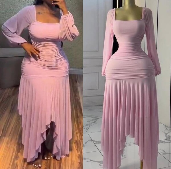 Robe longue élégante rose