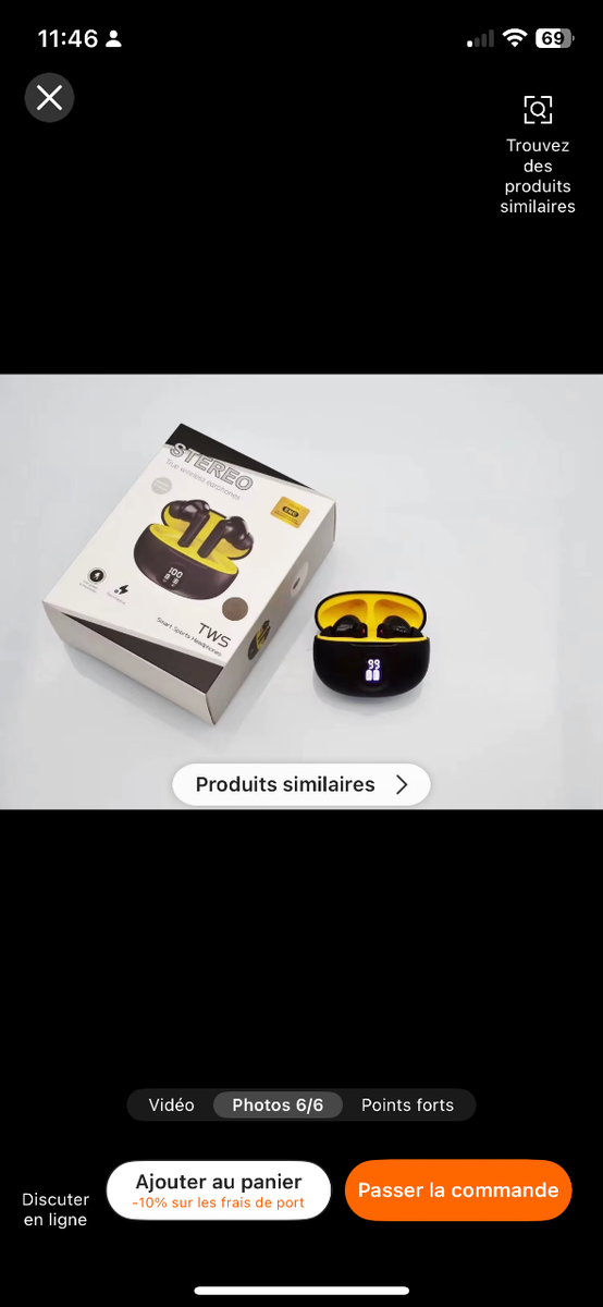 Écouteurs sans fil TWS stéréo