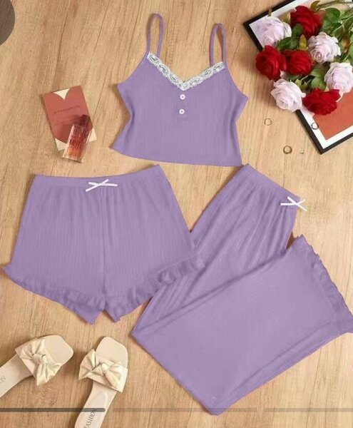 Ensemble pyjama femme violet dentelle