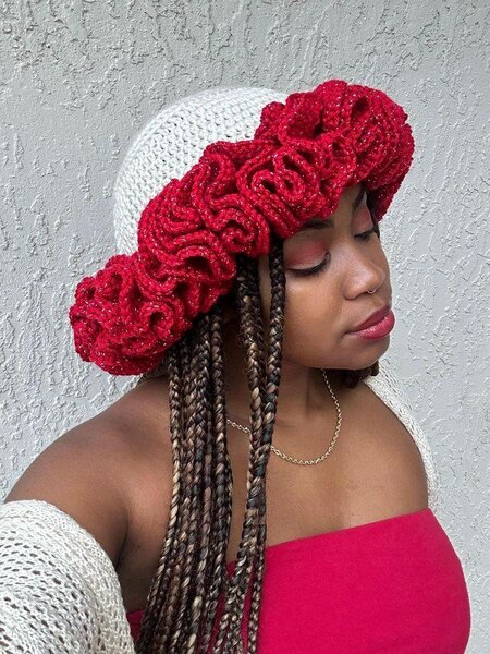 Chapeau Crochet Vintage Rouge