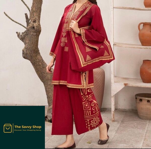 Stitched printed shirt, trouser and bag