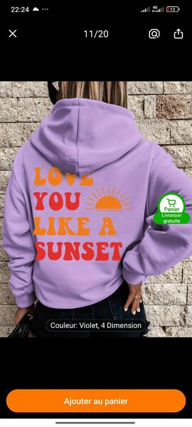 Sweat à Capuche Love You Sunset