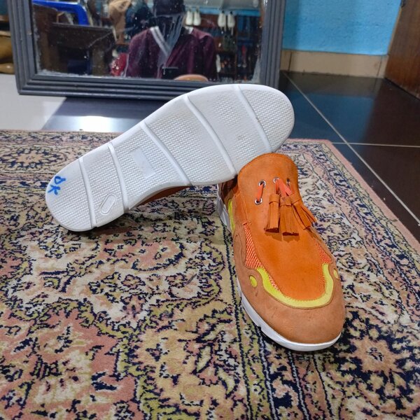 Mocassins en daim orange