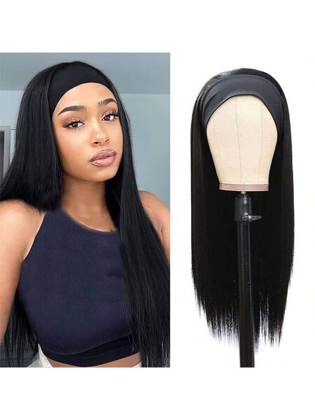 Perruque bandeau bouclée noire