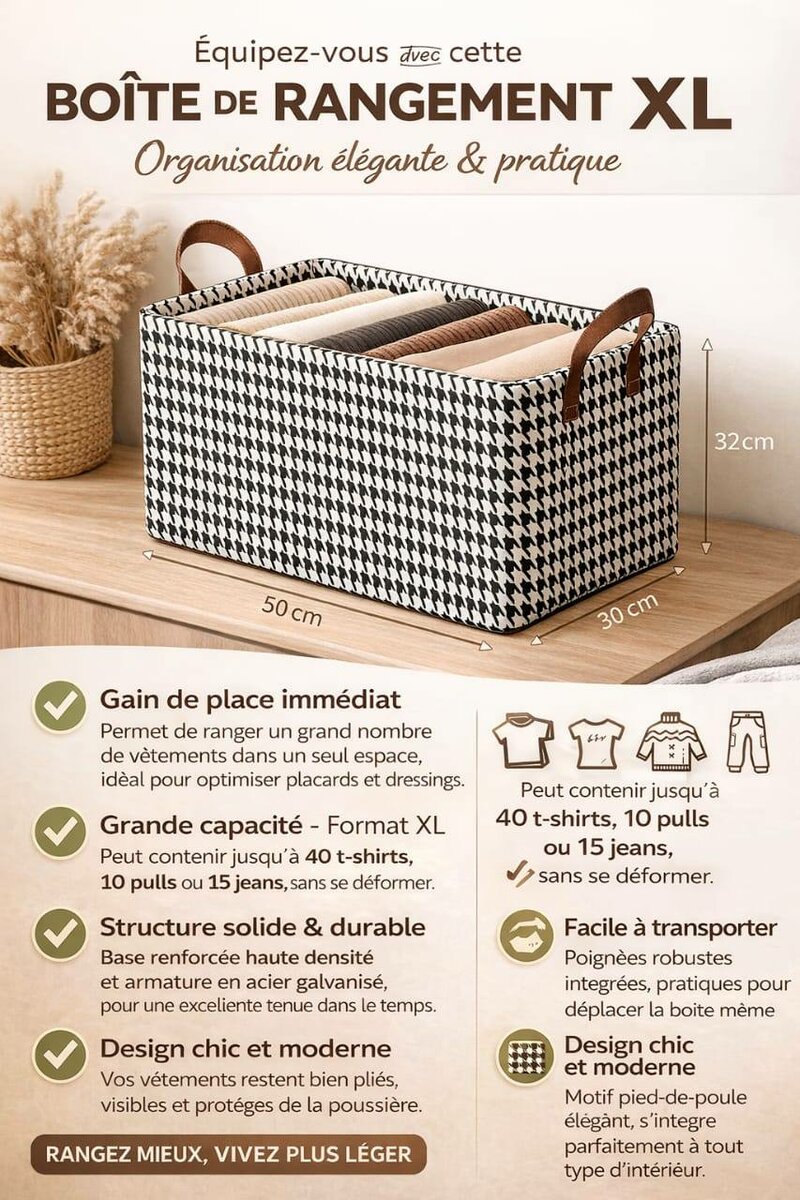 Boîte de Rangement XL pour Vêtements
