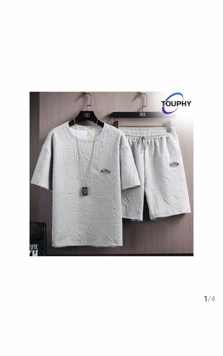 T-shirt+Short Pour Homme-Gris