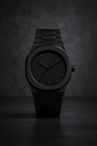 Montre noire minimaliste