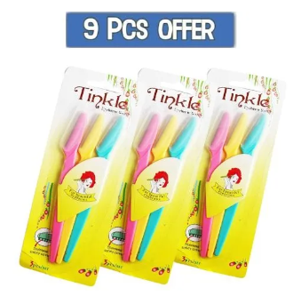 Tinkle Pack of 9 Pcs Ladies Eyebrow Razor, Facial Hair Removal, Safety Razor For Girls, Face Razor, Body Razor For Women, Zigzag Razor, Eyebrow Shave, Eyebrow Trimmer, Eye Forehead Shaver, Grooming Eyebrow Shaper, Stainless Steel Razor