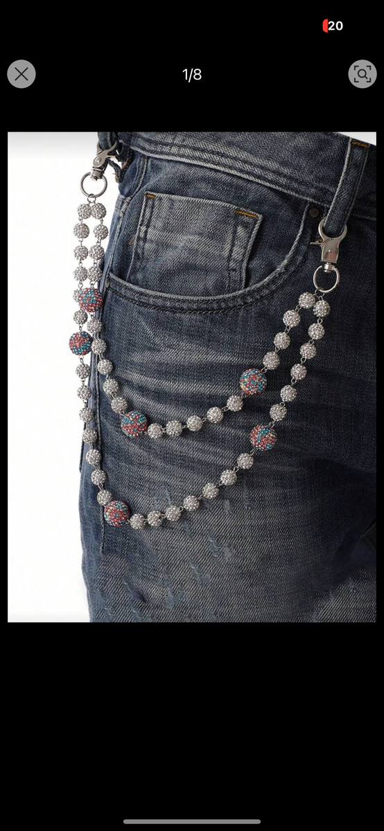 Chaîne de pantalon gothique argentée