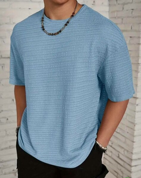 T-shirt bleu texturé homme