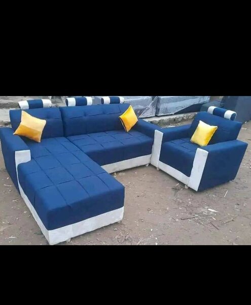 Ensemble canapé et fauteuils bleus modernes