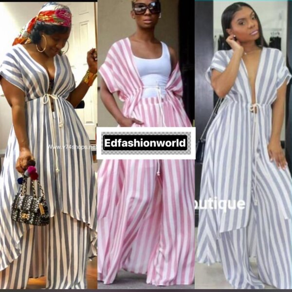 Robe Kimono Rayée Élégante