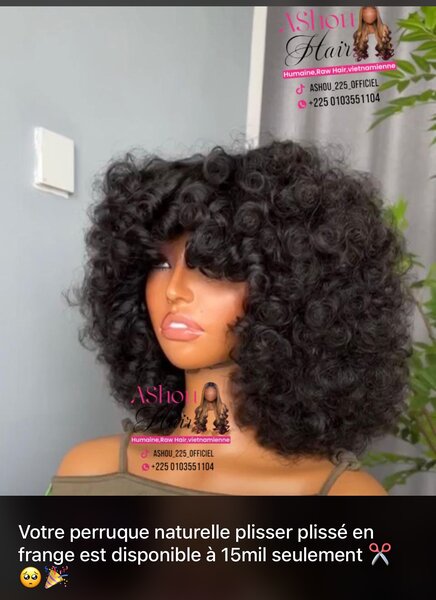 Perruque plissé plissé