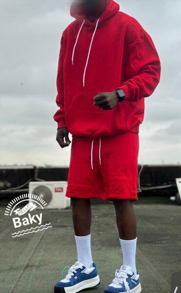 Sporty Red Hoodie and Shorts