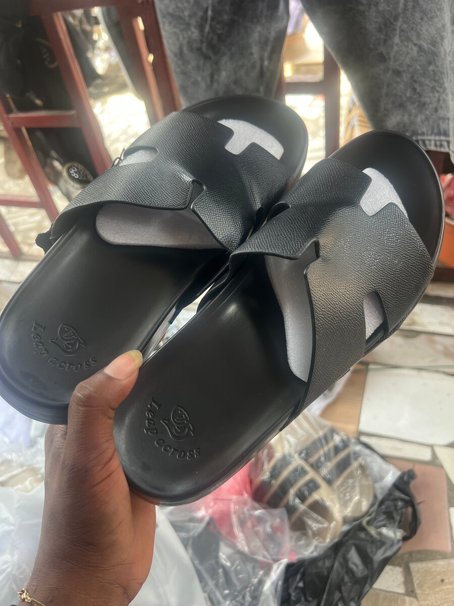 Black Rubber Slides for Men