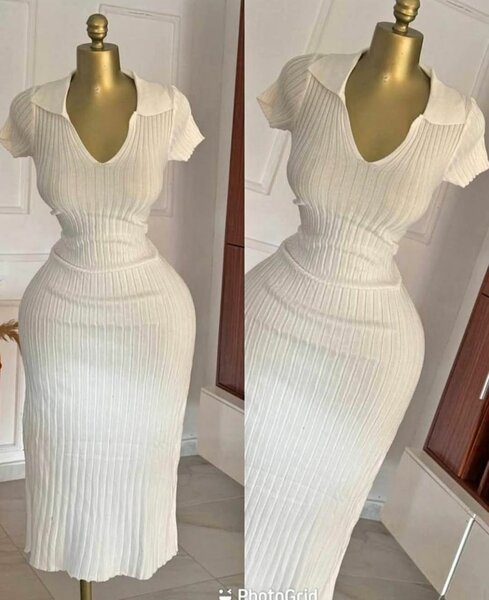 Robe en tricot col V