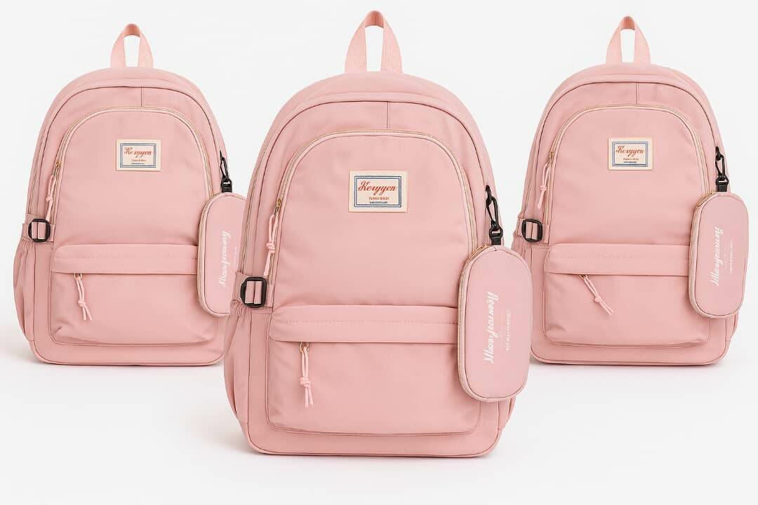 Sac à dos en toile rose