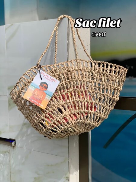 Sac filet en raphia chic
