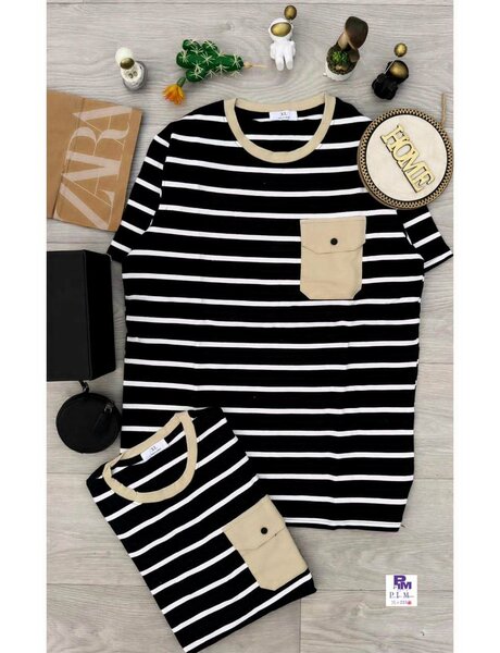 T-shirt rayé poche unique