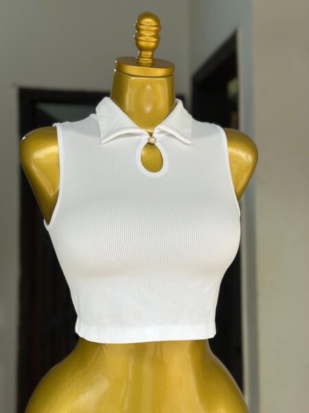 T-shirt moulant col montant