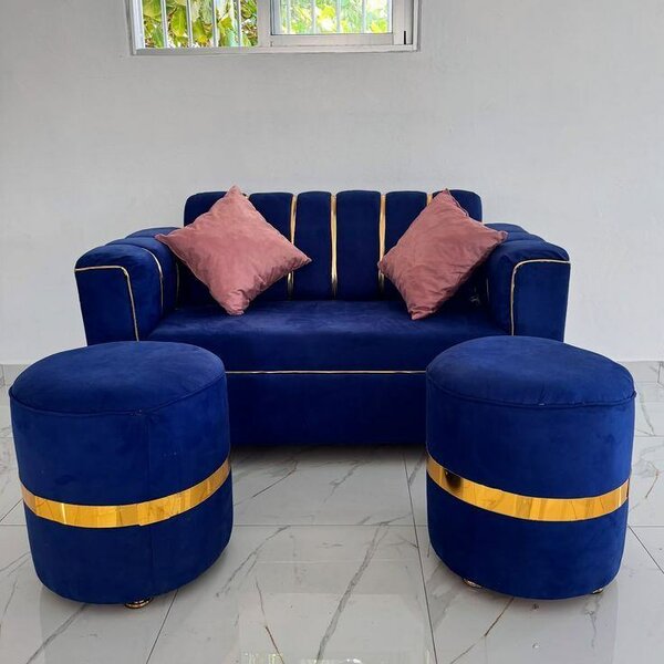 Ensemble canapé bleu velours