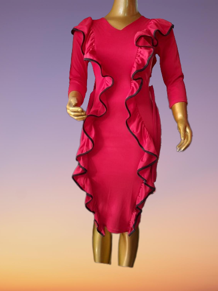 Robe rouge élégante à volants