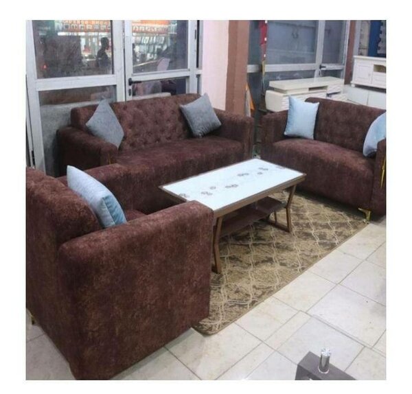 Canapé marron en tissu velours