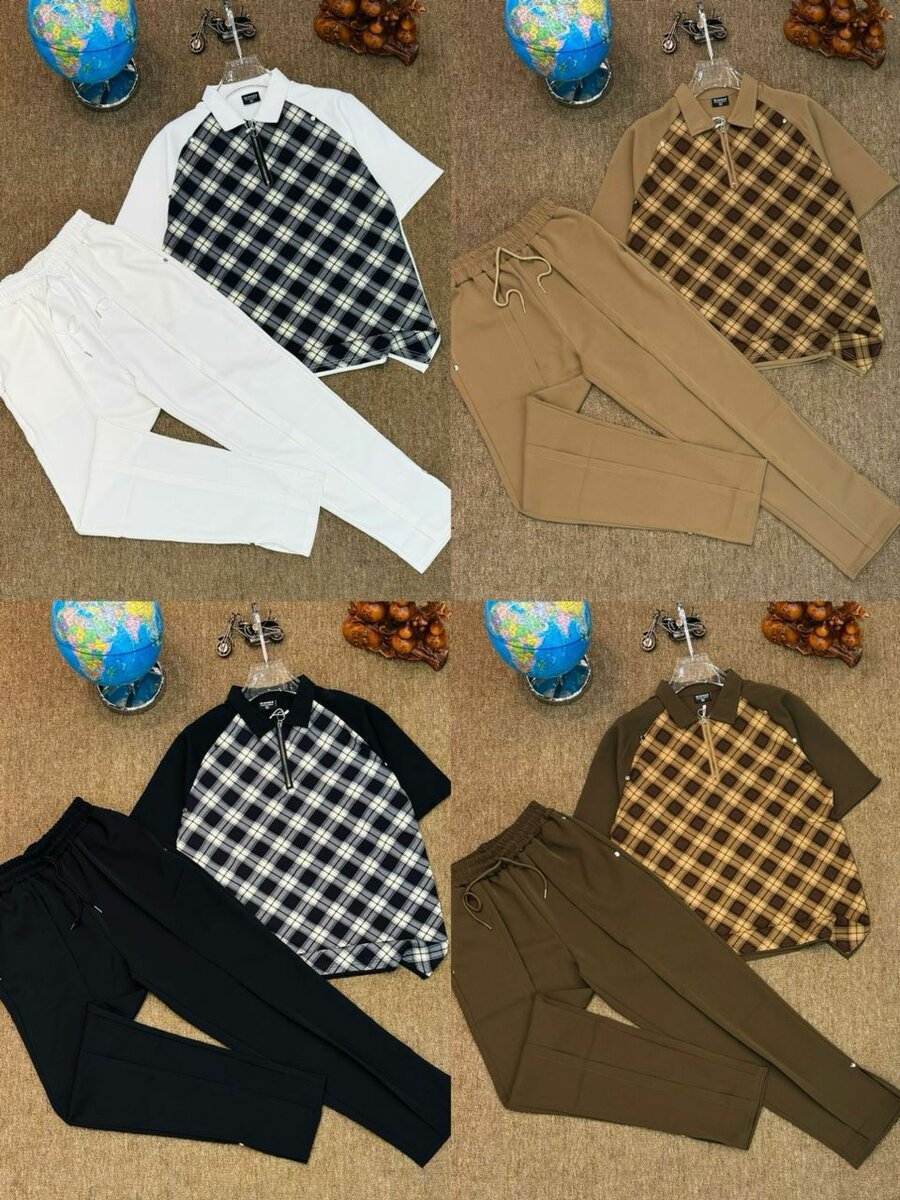 Ensemble homme chic avec motif carreaux