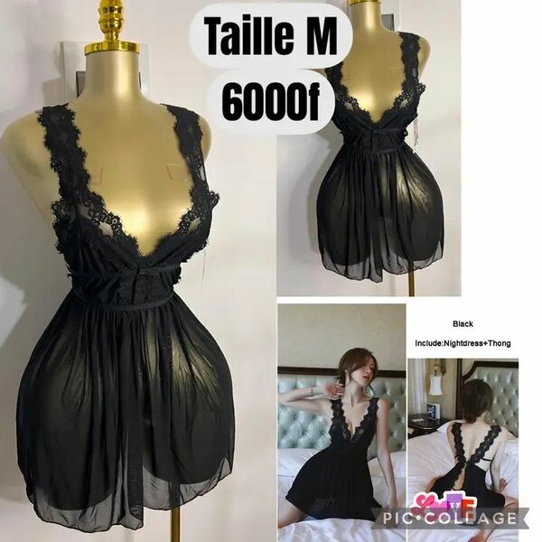 Nuisette en Dentelle Noire