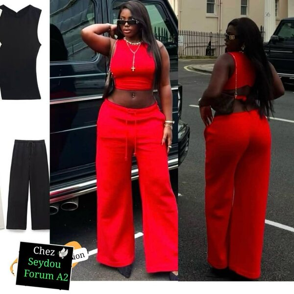 Tenue chic rouge deux pièces