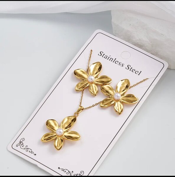 Parure Fleur Acier Inoxydable