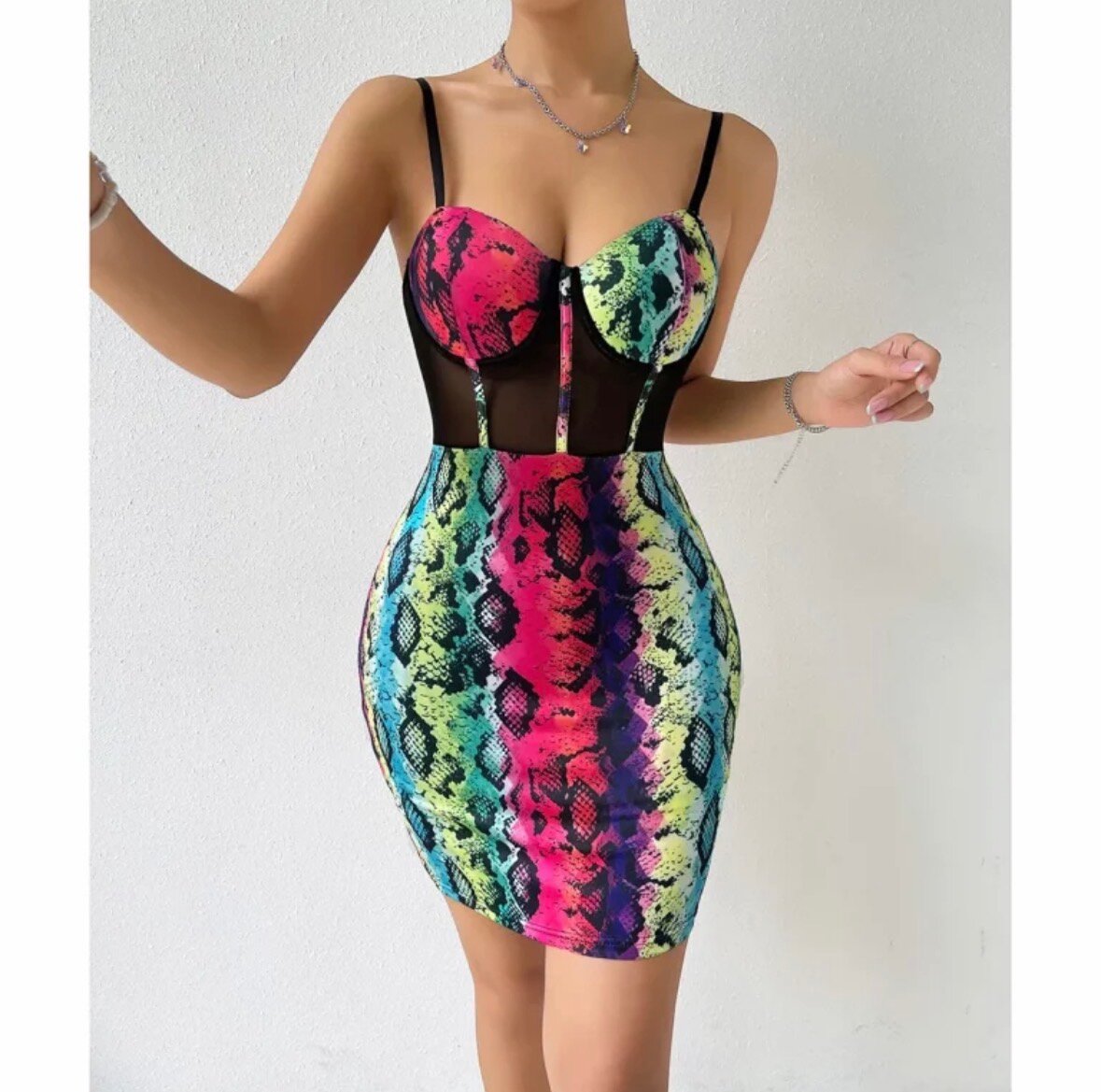 Robe courte imprimé serpent coloré