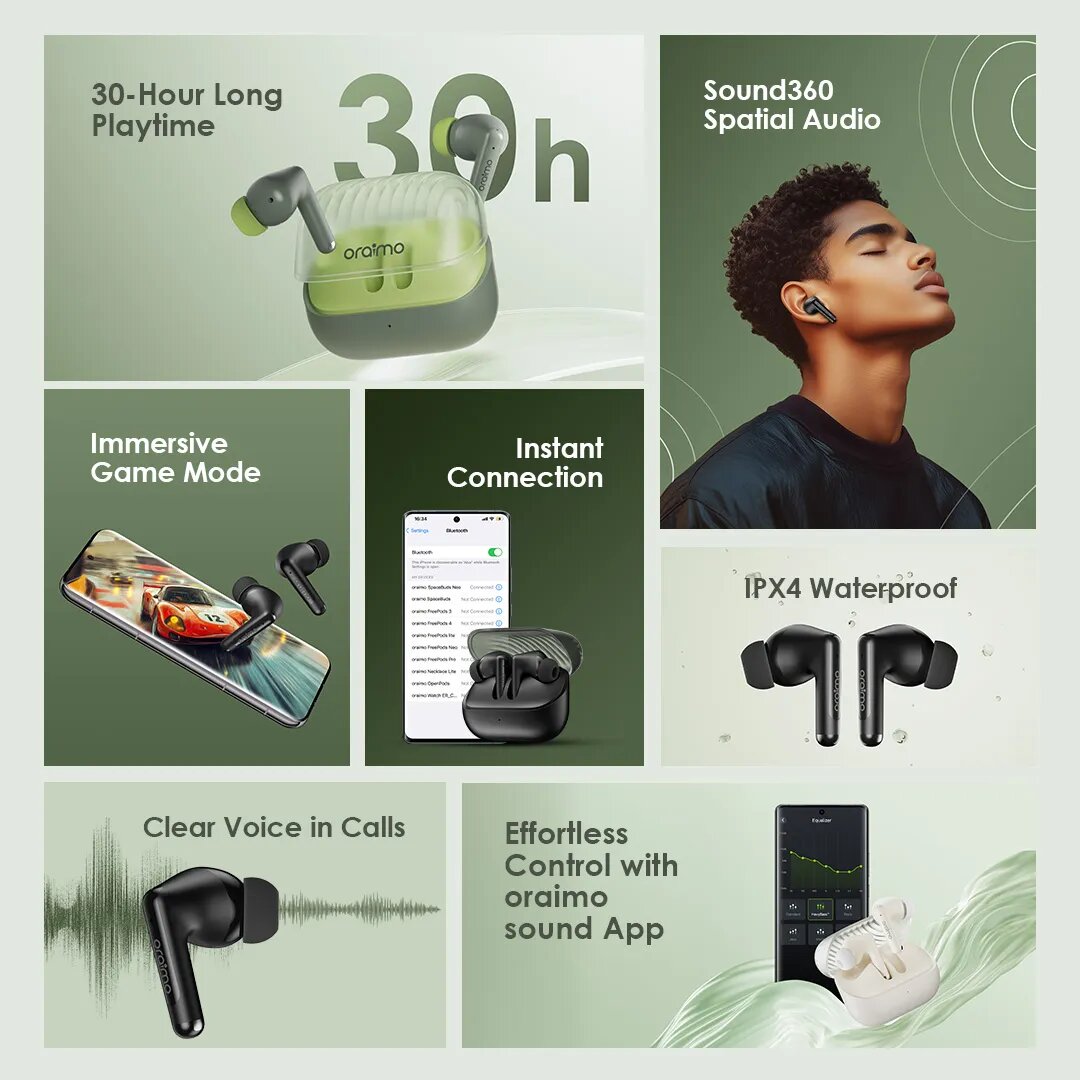 Oraimo Wireless Earbuds 30H Playtime