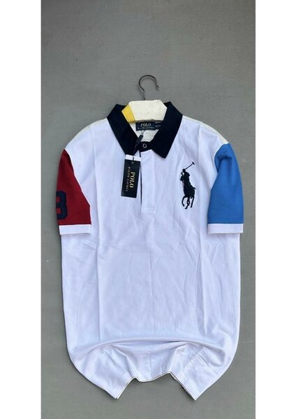 Polo blanc bicolore homme