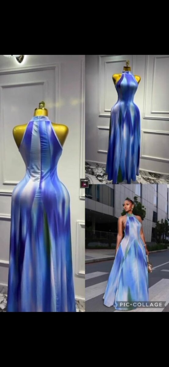 Robe Longue Bleu Élégante