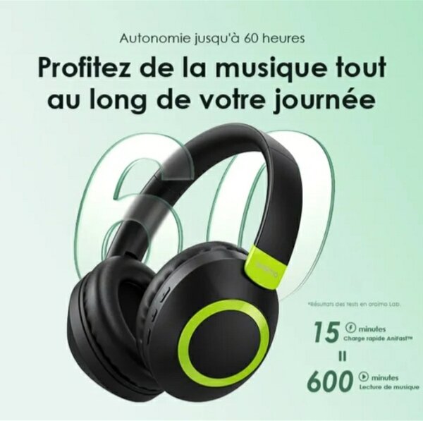 Oraimo Casque Bluetooth BoomPop 2 - 60h Bass Puissant