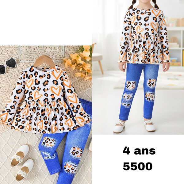 Ensemble Fille Imprimé Cœur