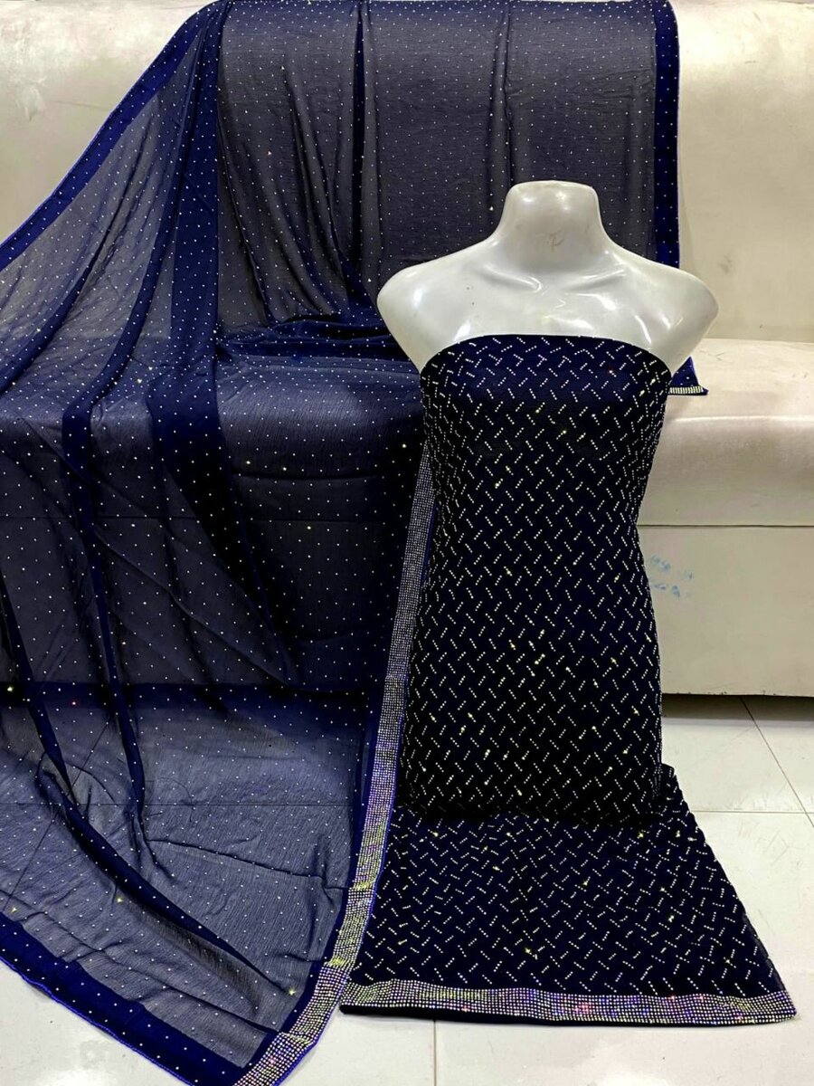 Chiffon cut stone work 2 pc ,dc free