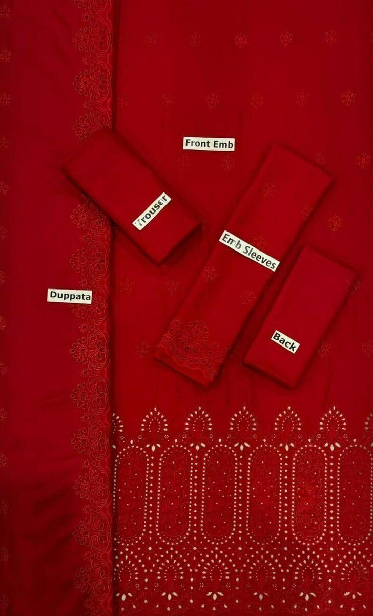 Bint e Naz Dhanak Unstich 3pc Embroided+Boring
