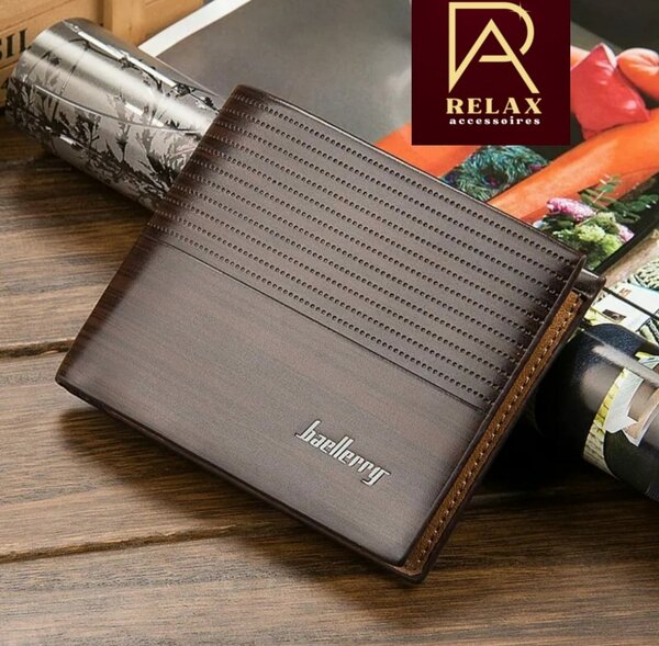 Portefeuille homme marron foncé avec coutures